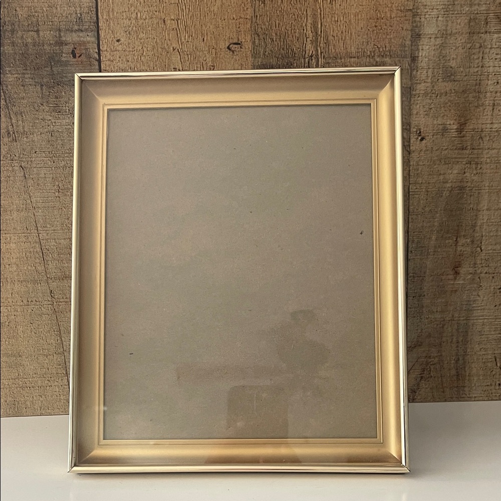Vintage 8x10 Brass Tone Metal Recessed Picture Frame